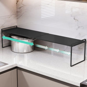 Kitchen Multi-layer Retractable Shelf Partition Cabinet Internal Separation Carbon Steel Tabletop Bowl Plate Pot Storage Rack