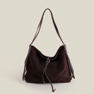 Casual Morning Bag Leather Tote Soft Cowhide Underarm Crossbody Bag Commuter Shoulder Bag Simple Style Detachable Strap