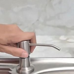 Hitam/Perak  Kitchen Sink Soap Dispenser Hand Soap Dispenser Kepala Pompa Baja Tahan Karat 220ml