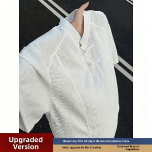 LIUBU | New Chinese Style Mandarin Collar Button T-shirt