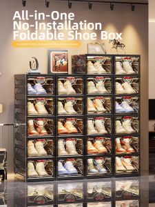 NIGESI | Transparent Foldable Shoe Storage Cabinet for Home