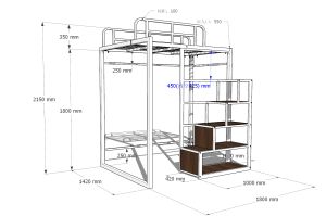 Loft bed +mattress+shelves customize singapore/bomb shelter/helper room bed customize /store room/smaller room