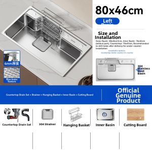 TAOSHI | Large Single Basin Double Layer Debris Collecting Kitchen Sink 304 Stainless Steel