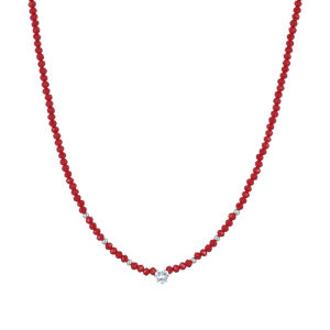 Red Crystal Beaded Necklace Womens High-End Sensation Chic Design Clavicle Chain Vintage Temperament Accessories Fashion Jewelry