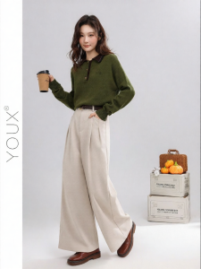 YOUXIANG | Quần Rộng Đùi Bằng Vải Coral Fleece