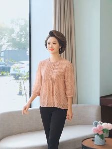 [SIÊU SALE- có ảnh thật ] Áo Kiểu Trung Niên Nữ Áo lụa mềm tiết chấm bi không nhăn zoca thoáng mát mùa hè A01