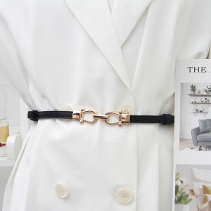 Small Belt for Women a Pair of Buckles with Skirt Western Assembly Shirt Dress All-Match Adjustable Stretch Thin Belt Female Ornament