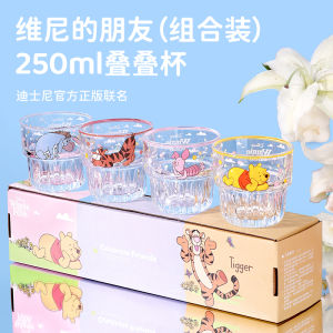 Mickey Mouse Glass Water Cup Double Layer Thickened Drinking Cup Womens High Aesthetic Value Home Use Coca-Cola Style