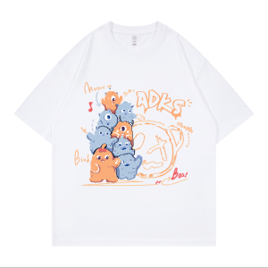 Summer 2025 Trendy Brand Popular Little Monster English Letter Short Sleeve T-Shirt Heavyweight Pure Cotton INS Style Casual Fashion