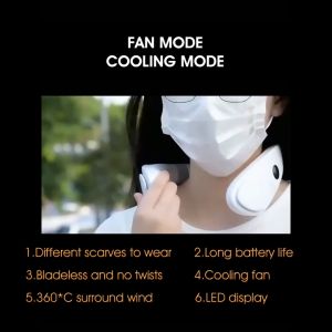 HXR Portable Neck fan USB Rechargeable refrigeration Cooling Leafless Fan Outdoor Mini Hanging neck Fan