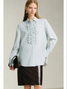Garden Baroque Style Tencel Ruffled Shirt