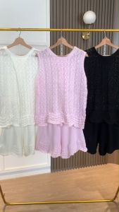 SET7344 Daphne Two Way Slit Top w/ Shorts Set