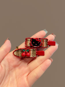 Kẹp Tóc Hình Quả Mận Đỏ Ngọt Ngào Thời Trang Mùa Thu Đông Mới Kẹp Tóc Lật Bên Hông Tinh Tế Kẹp Tóc Lật Mũi Dơi