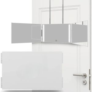 S Travel Portable 360 Trifold Vanity Makeup Mirror with Height Adjustable Telescoping Hook for Hair Self Cutting Fordable Mirror