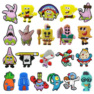 12-32Pcs Potdemiel Spongebob Series Shoe Charms Cartoon Slides Clog Sandals Shoes Decorations Accessories For Friend Party Gifts