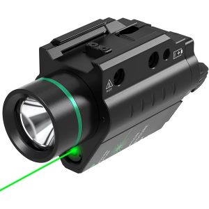 Richfire Tactical Flashlight Green Laser 2 In 1 Torch Combo Weapon Light with 20-21mm Picatinny Rail Mount Aluminum Material