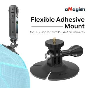 aMagisn Flexible Adhesive Mount for Helmet & Any Flat Curved Surfaces Compatible Gopro Hero / DJI / Insta360 Camera Accessories