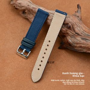 WANSHILI | Dây Đeo Đồng Hồ Da & Nylon cho Longines Tissot DW Hamilton Seiko 18/19/20/21mm