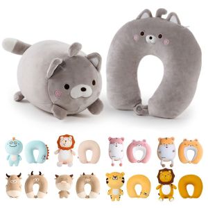 DAWEIF Bedding Healthcare Cartoon Cervical Changable Fluffy Pillows Protection Neck U Shaped Travel Pillow Penguin Whale