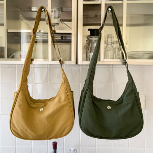 Fashionable Canvas Dumpling Bag Womens Casual Crossbody Bag Summer Leisure Underarm Bag Soft Handbag Korean Style Nylon Material