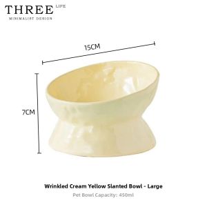 THREE LIFE | Ceramic Elevated Tilted Cat Bowl