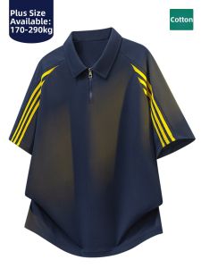 BINHANG | Big Size Half Zipper Polo Shirt Mens Summer Breathable Loose Sportswear
