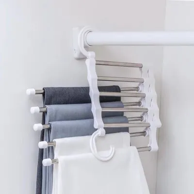 1 Cái Giá Treo Quần 5 Trong 1 Đa Năng Bằng Thép Không Gỉ Gấp Gọn Được Có Kệ Dụng Cụ Sắp Xếp Tủ Quần Áo Giá Treo Cà Vạt