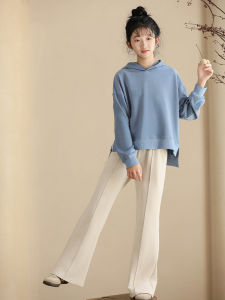 Trendy Cotton Sports Pants for Girls Autumn Winter Micro Flared Pants Middle School Girls Fashionable Large Childrens Horse Hoof Pants