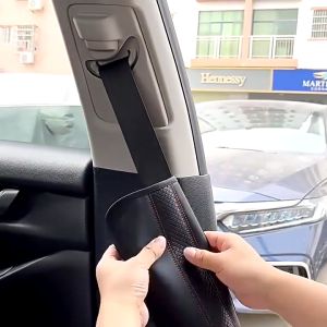 2PCS Universal PU Leather Car Safety Seat Belt Shoulder Pad Cover Protector DAD Red Line Tali Pinggang Kereta Seatbelt