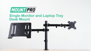 NOXIER 2-in-1 Dual Arm Fully Adjustable Mount Monitors Desk Clamp Mounting Laptop Mount Stand Bracket with Tray