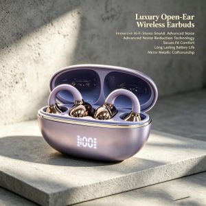 Open Ear Clip Wireless Earbuds Bluetooth 5.4 OWS Headphones Digital Display Zero Pressure HiFi Stereo Sports Headset With Mic