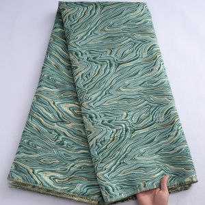 Nigeria Ghana High-End Jacquard Brocade Lace Fabric - White 3D Wave Textured Material for Bridal & Festival Outfits