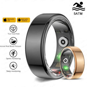 ZUZG For Android IOS Smart Ring Real Heart Rate Teenagers Stainless Steel Ring Swimming Waterproof Smart Ring 2024 For Jewelry Gift