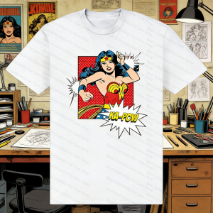 Hot Toys | Retro Pop Culture Wonder Woman KA-POW Graphic T-Shirt Vintage DC Comics Superhero Casual Tee for Mens Shirts Woman t-shirts