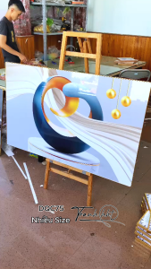 Tranh Decor hiện đại trừu tượng nền sóng sang trọng tráng gương treo tường DQC75