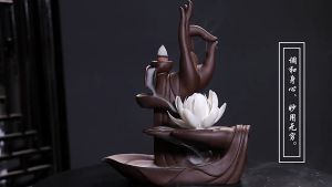 Ceramic Backflow Incense Burner Lotus Incense Burner Holder Ceramic Handicraft Incense Burner Holder for Home 佛手莲心香炉 青瓷佛手 白瓷佛手 礼物