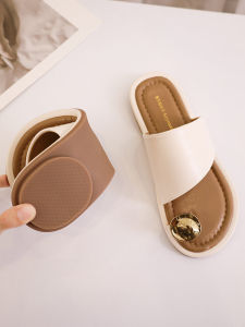 Stylish Niche Style Black Beach Sandal Slippers Womens Outwear 2024 Summer New Arrival French Evening Style Flats Sandals