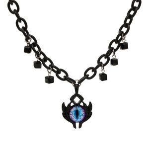 2024 Gothic Màu Xanh Quỷ Mặt dây chuyền đá mắt hợp kim đen Vòng Cổ Cho Nam Nữ Phi giới tính Biker Không Có Dị ứng Y2K Hip Hop PUNK ROCK Thời Trang Chuỗi vòng xương đòn
