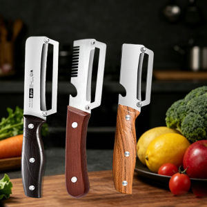 Stainless Steel KItchen Peeler 3-in-1 Multi-Functional Peeler Green Onion Slicer Bottle Opener Peeler for Fruits and Vegetables