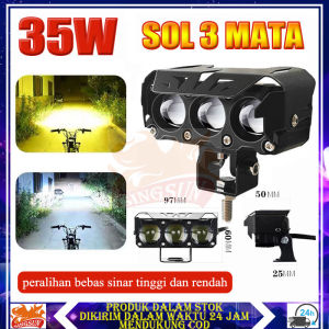 Lampu Tembak Laser 3 Mata Motor 35 Watt 2 Warna Waterproof Lampu Tembak Buat
