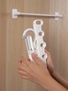 Travel Foldable Clothes Hanger Holder Drying Rack with 5 Holes and Anti-Slip Rubber Pads for Door Cupboard Bathroom Chair 5kg Load