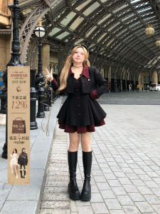 ชุดเดรสผ้าขนสัตว์สองชิ้นสไตล์หวานและเท่สำหรับผู้หญิงไซส์ใหญ่ ฤดูใบไม้ร่วง/ฤดูหนาว 2024 ชุดแฟชั่นใหม่