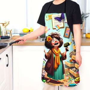 Funny Artist Apron Crazy Painter Woman Art Studio Print Kitchen Bib Novelty Creative Cooking Apron