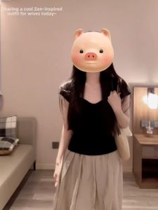 HUOLISI | French Style Square Neck Ice Silk Knit Short Sleeve T-shirt