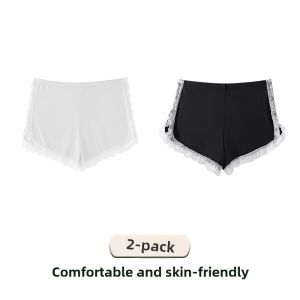 Pure Desire Lace Shorts Womens Style Summer Home Ice Silk Safety Pants Anti-Light Can Be Worn outside Thin Nylon Fabric Sleepwear