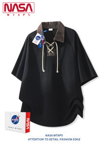 NASA WTAPS | American Style Ribbon Design Polo Shirt Short Sleeve Summer Fashion Mix-and-Match Patchwork