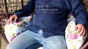 Single Hanging Chair Double Hanging Rattan Chair Bedroom Hammock Swing Frame Balcony Rattan Cradle Chair Family Lazy Boy Chair(Cushion Included)