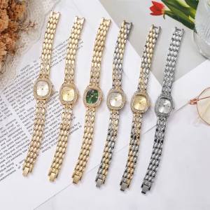 Luxury Gold Plated Ladies Fashion Quartz Watch Simple Rome Barrel-Shaped Stainless Steel Business Clock Quality Buckle Strap
