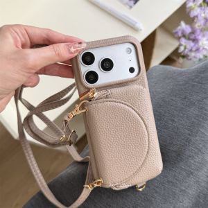 szhaiyu | Lanyard Flip Purse Leather Phone Case for IPhone 16E Air 17 16 15 Plus 14 13 12 11 Pro Max Crossbody Bag Wallet Card Slot Cover