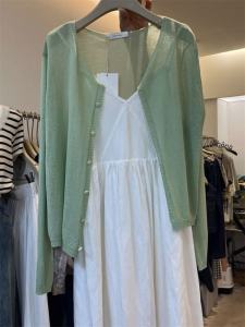 Cao Cấp Tay Dài Ice Silk Đan Dupes Mùa Hè Mỏng Đa Năng Áo Điều Hòa Vải Hoàn Hảo Cho Nữ